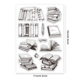 Globleland Book , Bookshelf, Quill, Inkwell, Glasses Clear Stamps Silicone Stamp Seal for Card Making Decoration and DIY Scrapbooking