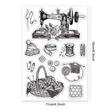 Globleland Vintage Clear Stamps, Rose, Sewing Machine, Wool, Tape Measure Cloth Skirt Clear Silicone Stamp Seal for Card Making Decoration and DIY Scrapbooking