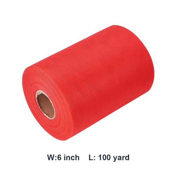 Craft and Party, 6 by 200 Yards (600 ft) Fabric Tulle Spool for Wedding and Decoration. Value Pack. (Red)
