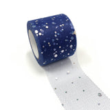 5 Roll Glitter Sequin Deco Mesh Ribbons, Tulle Fabric, Tulle Roll Spool Fabric For Skirt Making, Midnight Blue, 2 inch(5cm), about 25yards/roll(22.86m/roll)