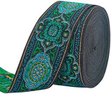 7.7 Yard 1.3 Inch Vintage Jacquard Ribbon Emobridered Woven Ribbon Fabric Trim Fringe for DIY Clothing Accessories Embellishment Decorations Green