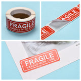 Globleland Fragile Stickers Handle with Care Warning Packing Shipping Label, Red, 25.3x76mm, 150pcs/roll
