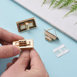 Alloy Twist Lock Clasps for Purse Making Supplies, with Iron Findings, Rectangle, Light Gold, 1.2~2.1x3.1~3.9x0.03~3cm, Inner Diameter: 0.9x2.65cm