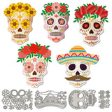 Cinco de Mayo Sugar Skull Carbon Steel Cutting Dies Stencils, for DIY Scrapbooking, Photo Album, Decorative Embossing Paper Card, 94~160x56~104x0.8mm, 4pcs/set