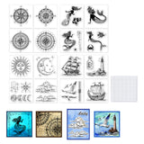 Nautical Theme Clear Stamp Sets, with Acrylic Stamping Blocks Tools