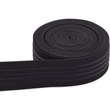 Polyester Non-Slip Elastic Band, with Silicone Webbing, for Garment Accessories, Black, 37x1.5mm, about 6yards/roll(5.48m/roll).