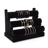 Velvet Bracelet Displays, Removable 3 Tier T-bar Jewelry Display Stand, Black, 16.7x30.4x23cm