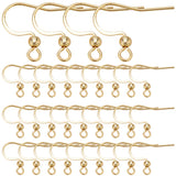 200Pcs 304 Stainless Steel French Earring Hooks, Flat Ear Wire with Ball, Real 18K Gold Plated, 21 Gauge, 15~17x18mm, Hole: 2mm, Pin: 0.7mm