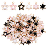 96Pcs 6 Style Alloy Enamel Pendants, Star, Light Gold, Mixed Color, 16~16.5x12~14x2mm, Hole: 1.6mm, 16pcs/style