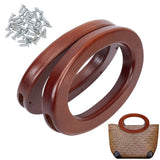 Oval Wood Bag Handle Eyelet Frames, with Screws, for Inlaid Bag Handle Replacement Accessories, Coconut Brown, 16.8x10.3x1.75cm, Hole: 1mm