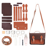 DIY Imitation Leather Crossbody Bag, with Thread, Scissor, Needles, Iron Finding, Coconut Brown, 0.9~129x0.13~25.2x0.05~0.7cm
