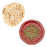 DIY Scrapbook, Brass Wax Seal Stamp Head, Compass, Golden, 25x14mm