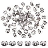 100Pcs Tibetan Style Spacer Beads, Flat Round, Cadmium Free & Lead Free, Antique Silver, 7.5x3mm, Hole: 2mm, 100pcs