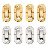 8 Sets 2 Colors 304 Stainless Steel Fold Over Clasps, Oval, Mixed Color, 19x9x3mm, Hole: 2x3.5mm, 4 Sets/color