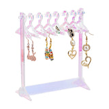 1 Set Acrylic Earring Display Stands, Coat Hanger Shape, Clear AB, Finished Product: 6x14x15cm, about 12pcs/set