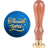 Thank You Brass Sealing Wax Stamp Head, with Wood Handle, for Envelopes Invitations, Gift Cards, Word, 83x22mm, Head: 7.5mm, Stamps: 25x14.5mm