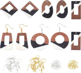 DIY Dangle Earring Making Kits, Including 10Pcs 5 Style Resin & Walnut Wood Pendants, 20Pcs 2 Colors Brass Earring Hooks and 20Pcs 2 Colors Brass Jump Rings, Golden & Silver, Pendants: 2pcs/style, Earring Hook: 10pcs/color, Jump Ring: 10pcs/color
