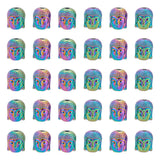 30Pcs Rack Plating Rainbow Color Alloy Beads, Cadmium Free & Nickel Free & Lead Free, Buddha Head, Buddhist Theme, Rainbow Color, 10x8.5x8mm, Hole: 2mm