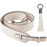 1Pc PU Leather Bag Handles, with Iron & Alloy Finding, 1Pc Tassel Big Pendant Decoration, with Alloy Spring Gate Rings, White, Bag Handle: 100x4.1x0.3~1.1cm, Tassel: 12.7cm