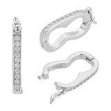 3Pcs Sterling Silver Cubic Zirconia Twister Clasps, with 925 Stamp, Platinum, 15x7x2.5mm