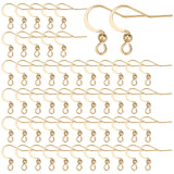 100Pcs 304 Stainless Steel French Earring Hooks, Flat Earring Hooks, Ear Wire, with Horizontal Loop, Real 18K Gold Plated, 15~17x18mm, Hole: 2mm, 21 Gauge, Pin: 0.7mm