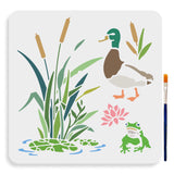 1Pc PET Hollow Out Drawing Painting Stencils, with 1Pc Art Paint Brushes, for DIY Scrapbook, Photo Album, Duck, Painting Stencils: 300x300mm