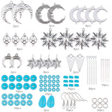 DIY Earrings Making Set Kits, with Alloy Link & Pendants, Synthetic Turquoise Beads, Brass Earring Hooks, Iron Findings, Antique Silver & Platinum, 39x33x2.5mm, Hole: 2mm