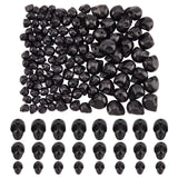 Dyed Synthetic Turquoise Bead Strands, Skull, Black, 8~15x6~11x7~14mm, Hole: 1mm, 122pcs/box
