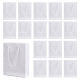 20Pcs Rectangle Cardboard Paper Bags, Gift Bags, Shopping Bags, with Nylon Cord Handles, White, 15x6x20cm