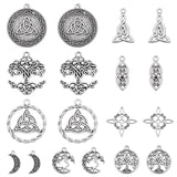 36PCS 9 Style Alloy Pendants, Mix Shapes, Antique Silver, 18~34.5x9.5~30.5x1.5~3mm, Hole: 1.6~2mm