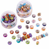 Large Hole Acrylic European Beads, with Silver Tone Brass Double Cores, Rondelle, Mixed Color, 14x9mm, Hole: 5mm, 50pcs/box, 2boxes/set, about 100pcs/set