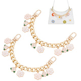 2Pcs Aluminum Curb Chains Purse Strap Extenders, Alloy Enamel Flower Pendant Bag Strap, Colorful, 20.5cm