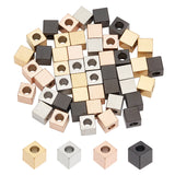 48Pcs 4 Color Ion Plating(IP) 304 Stainless Steel Beads, Cube, Mixed Color, 6x6x6mm, Hole: 3mm, 12pcs/color