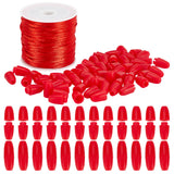 30 Sets Plastic Breakaway Clasps, with 1 Roll Macrame Rattail Chinese Knot Making Cords Round Nylon Braided String Threads, Red, 24x90mm, Hole: 2.5mm