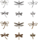 Tibetan Style Pendants, Cadmium Free & Nickel Free & Lead Free, Dragonfly, Antique Bronze & Antique Silver, 48pcs/box