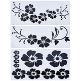 3 Styles PET Cartoon Self Adhesive Car Stickers, Waterproof Floral Car Decorative Decals for Car Decoration, Black, 125~307x112~307x0.1~0.2mm