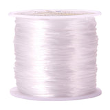 Flat Elastic Crystal String, Elastic Beading Thread, for Stretch Bracelet Making, Flat, White, 0.8mm, about 60m/roll