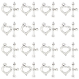 80 Sets Tibetan Style Alloy Toggle Clasps, Heart, Antique Silver, 18x8mm, Hole: 1.5mm