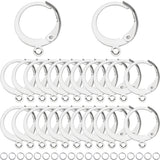 80Pcs 304 Stainless Steel Leverback Earring Findings, with Loops & 100Pcs Open Jump Rings, Stainless Steel Color, 14.5x12x2mm, Hole: 1.2mm, Pin: 0.6mm