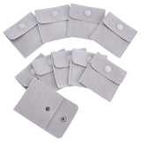 Velvet Jewelry Bags, Square, Light Grey, 7.4x7.4x1.1cm