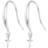 2 Pairs 925 Sterling Silver Earring Hooks, Ear Wire, with Cup Peg Bail Pin, Silver, 20~21mm, Bail Pin: 6x3mm, Pin: 0.8mm