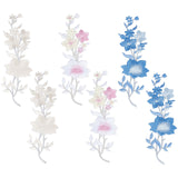 6Pcs 3 Colors Plum Blossom Computerized Embroidery Cloth Iron On Patches, Stick On Patch, Costume Accessories, Appliques, Mixed Color, 259x84x1.5mm, 2pcs/color