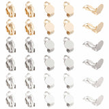 30Pcs 3 Colors 304 Stainless Steel Clip on Earring Pads, Flat Round, Mixed Color, 16x10x7mm, Tray: 9.8mm, 10Pcs/color