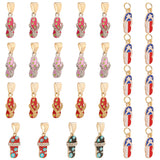 29Pcs 6 Style Evil Eye Alloy Enamel with Rhinestone Pendants, Flip Flops Charms, Mixed Color, 19~24x8~12x1.5~5.3mm, Hole: 4mm and 6x9mm