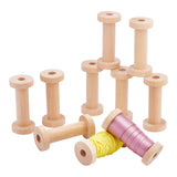 10 Pcs Wooden Empty Spools for Wire, Thread Bobbins, Wheat, 7~7.05x3cm