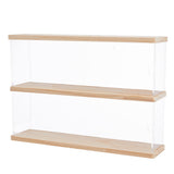 2-Tier Transparent Acrylic Toys Action Figures Display Boxs, Dustproof Minifigures Display Case with Wood Base, Rectangle, Clear, Finish Product: 30x9.8x27cm