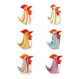 6Pcs 6 Colors Handmade Millefiori Lampwork Display Decorations, Rooster Desktop Ornament, Mixed Color, 14~15x20~21x27~28.5mm, 1pc/color