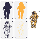 4Pcs 4 Styles PET Hollow Out Drawing Painting Stencils, for DIY Scrapbook, Photo Album, Spaceman, 297x210mm, 1pc/style