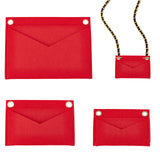 3Pcs 3 Style Felt Purse Organizer Insert, Mini Envelope Handbag Shaper Premium Felt, Bag Accessories, with Iron Findings, Rectangle, Red, 9.4~22x6.2~15.9x0.6cm, Hole: 6~10mm, Inner Diameter: 8.1~20.7cm, 1pc/style