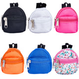 6Pcs 6 Colors Casual Mini Cloth Doll Backpack, with Zipper, for Girl BJD Accessory Bag, Mixed Color, 80x70x39mm, 1pc/color